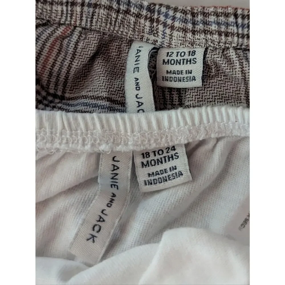 Janie and Jack Bloomer Bundle Brown Tartan White 12-18m 18-24m